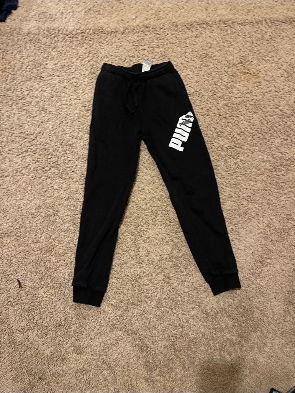 Puma Black Sweat Joggers with White Logo